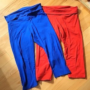 Aerie Leggings Bundle Size M High Waisted Red Blue Capri Yoga Pants